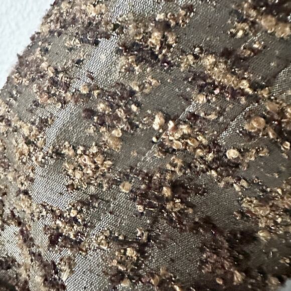 Chico’s Size 2 Olive Green Metallic Gold Tweed Button Blazer women’s size large - Picture 8 of 14